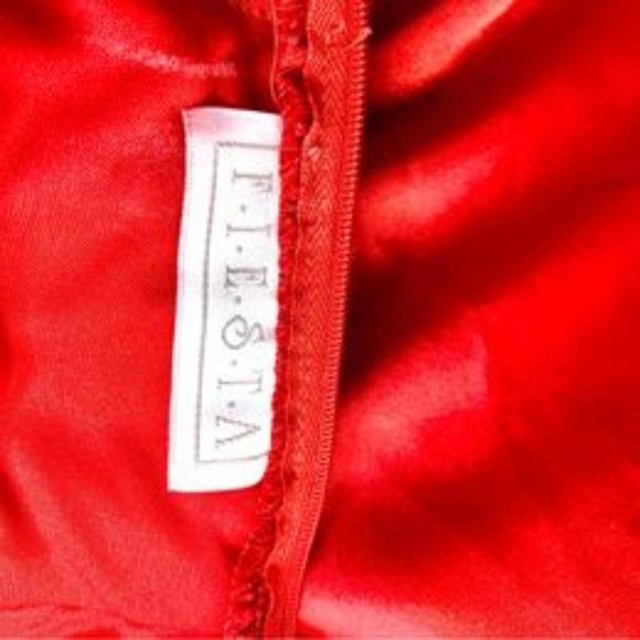 Elegant Vintage Party Fiesta classic Red Satin Scarlet Halter Maxi Dress - Picture 5 of 8